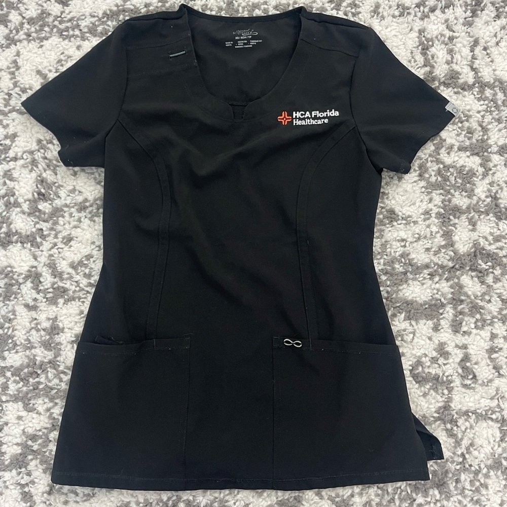 HCA Florida black scrub top